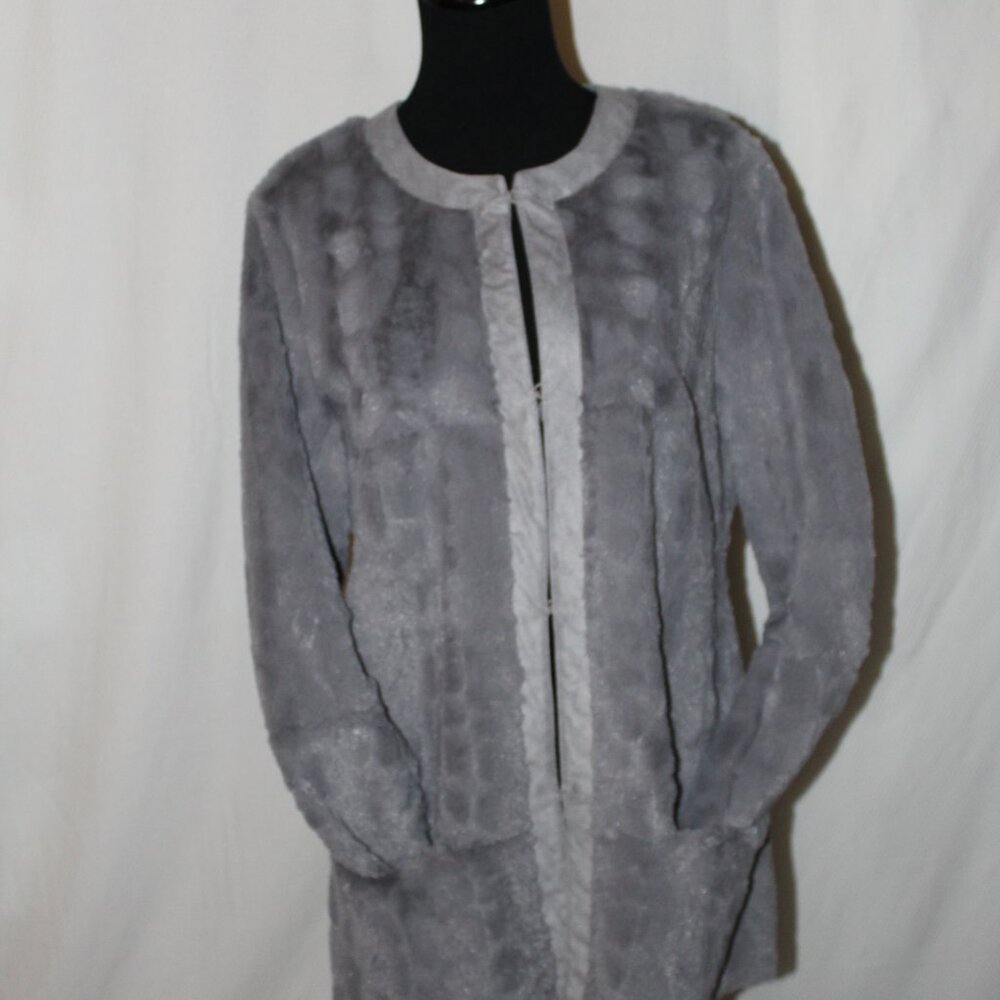 BIG SALE! CARLOS FALCHI CHI Reversible Luxury Jacket Gray Faux Fur Suede Feel M